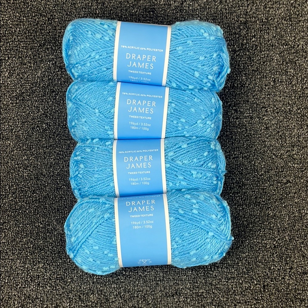 Lot of 4 Draper James DJ Blue Tweed cotton yarn 3.52oz each skein